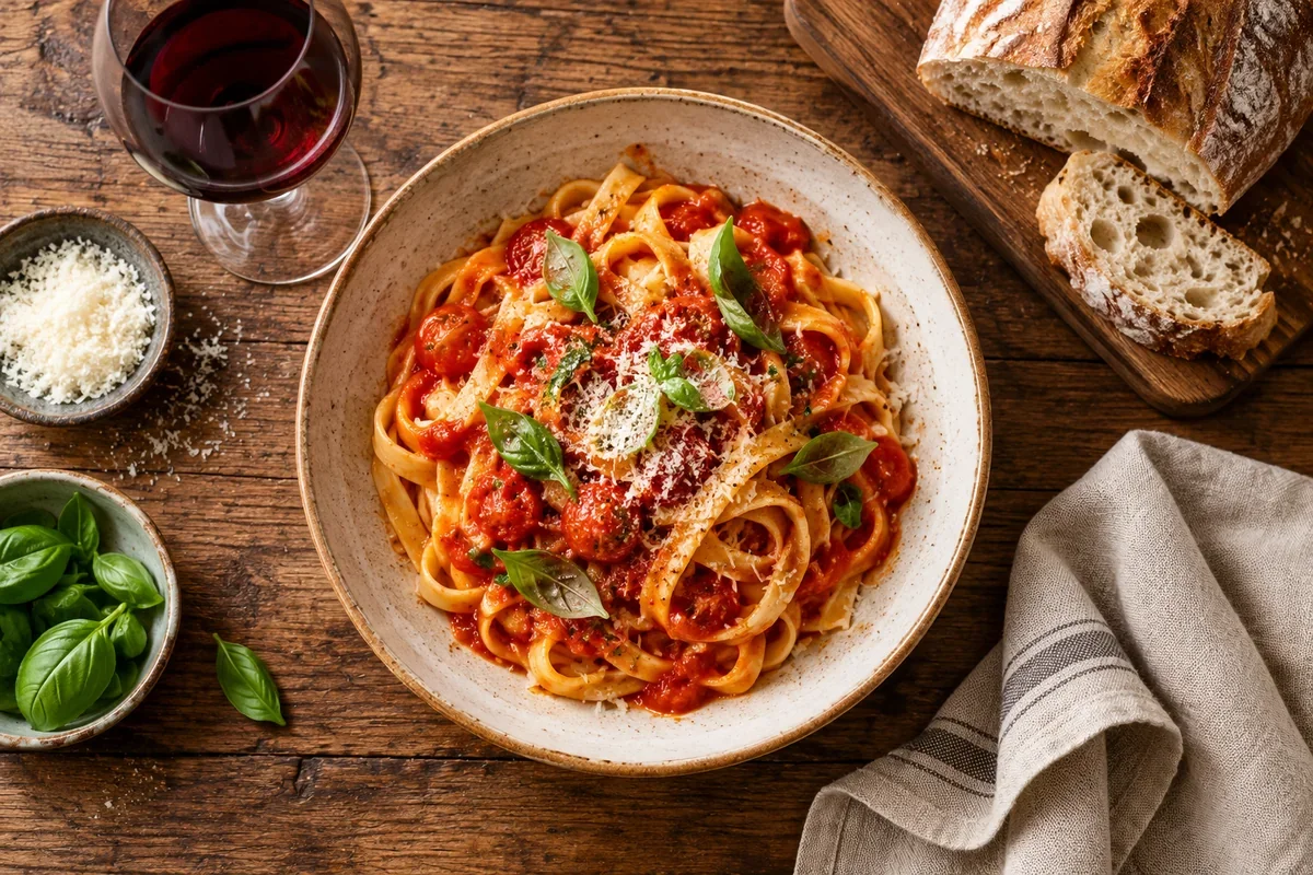 Overhead food photo with a large semi-transparent logo and text removed (After)